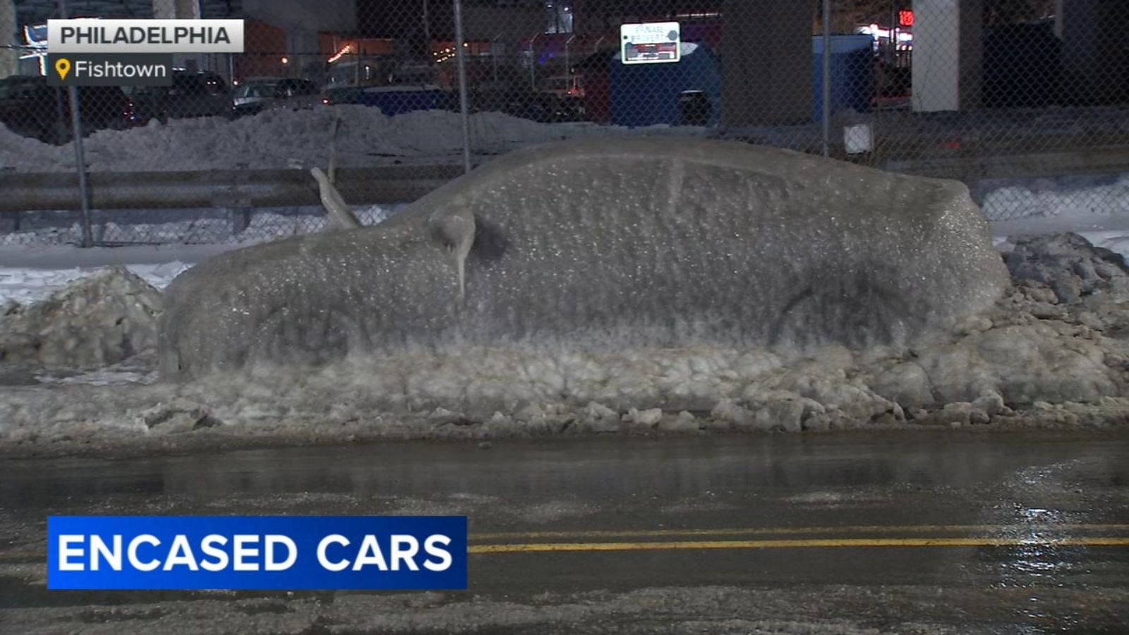 Philadelphia woman finds car encased in ice after apparent pipe burst nearby