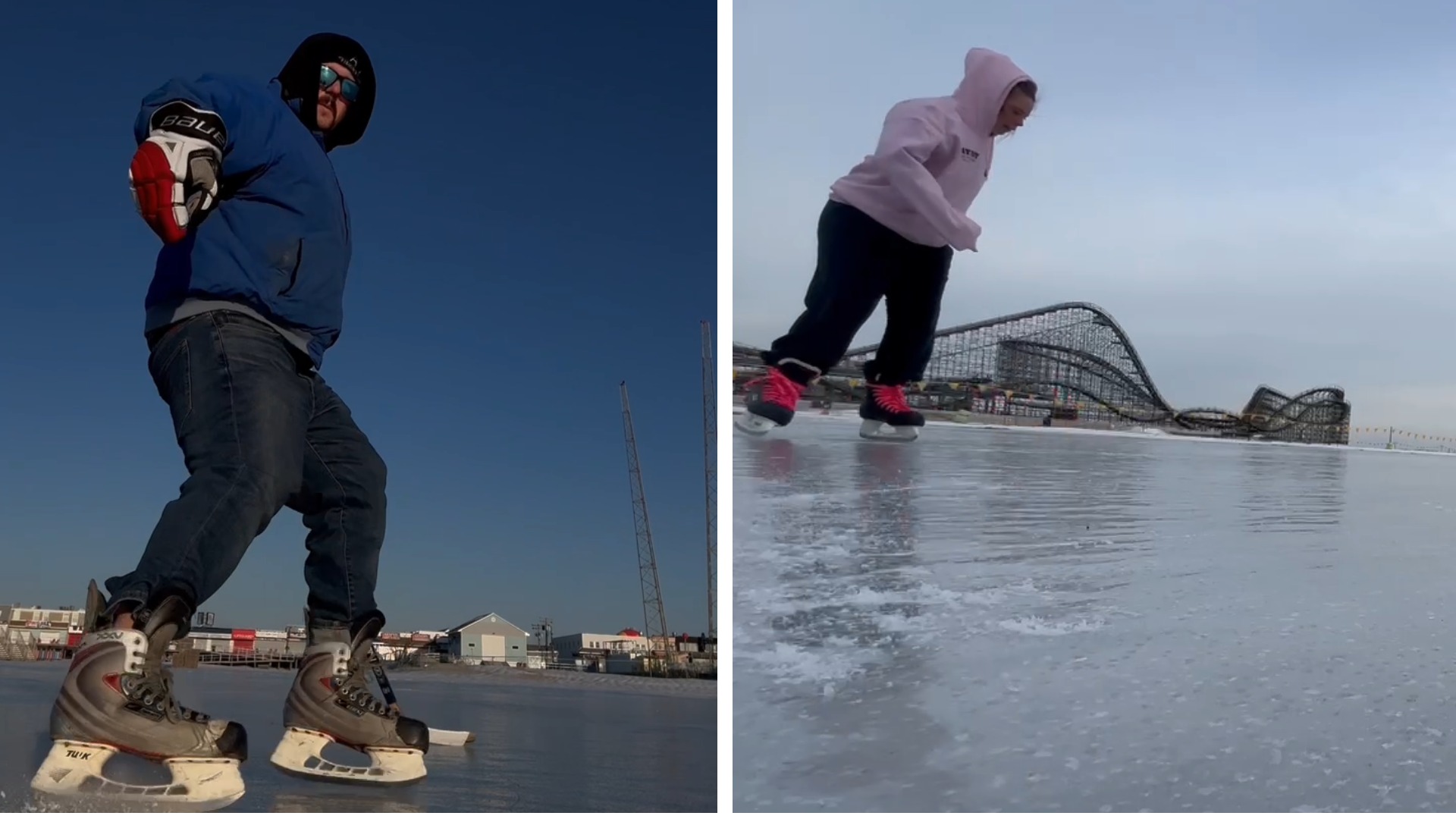 Below-freezing temps turn Wildwood beach into 'ice skating rink'