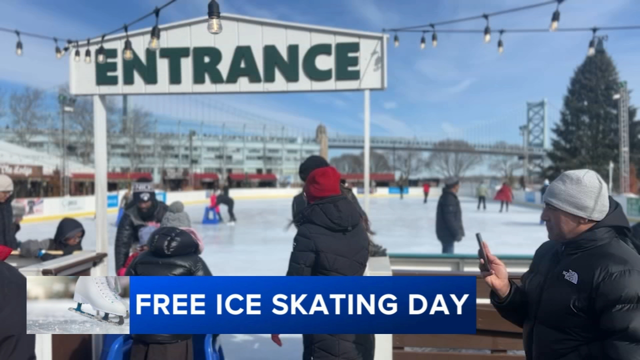 Free ice skating draws families to Penn's Landing despite frigid temperatures
