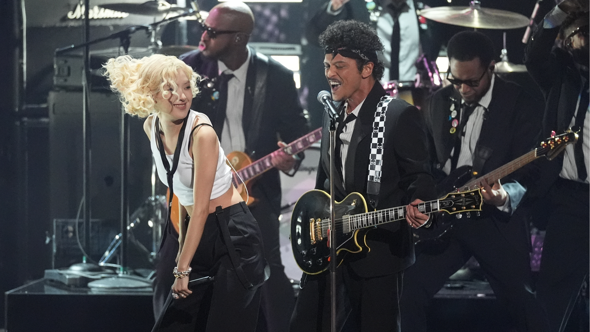 Rosé, left, and Bruno Mars perfom "APT." during the 68th annual Grammy Awards on Sunday, Feb. 1, 2026, in Los Angeles.