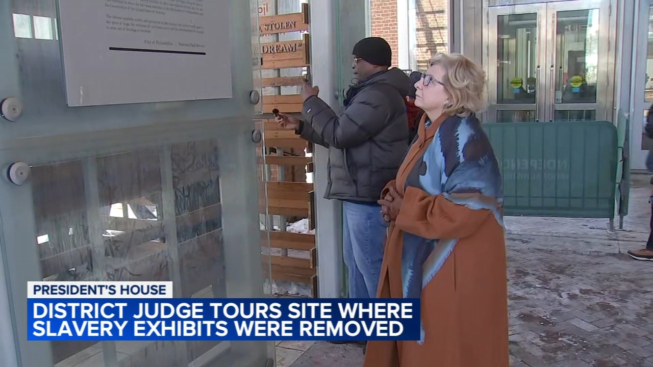 The judge presiding over a lawsuit pushing to restore interpretive panels at the President's House on Independence Mall surveyed the site in-person on Monday.