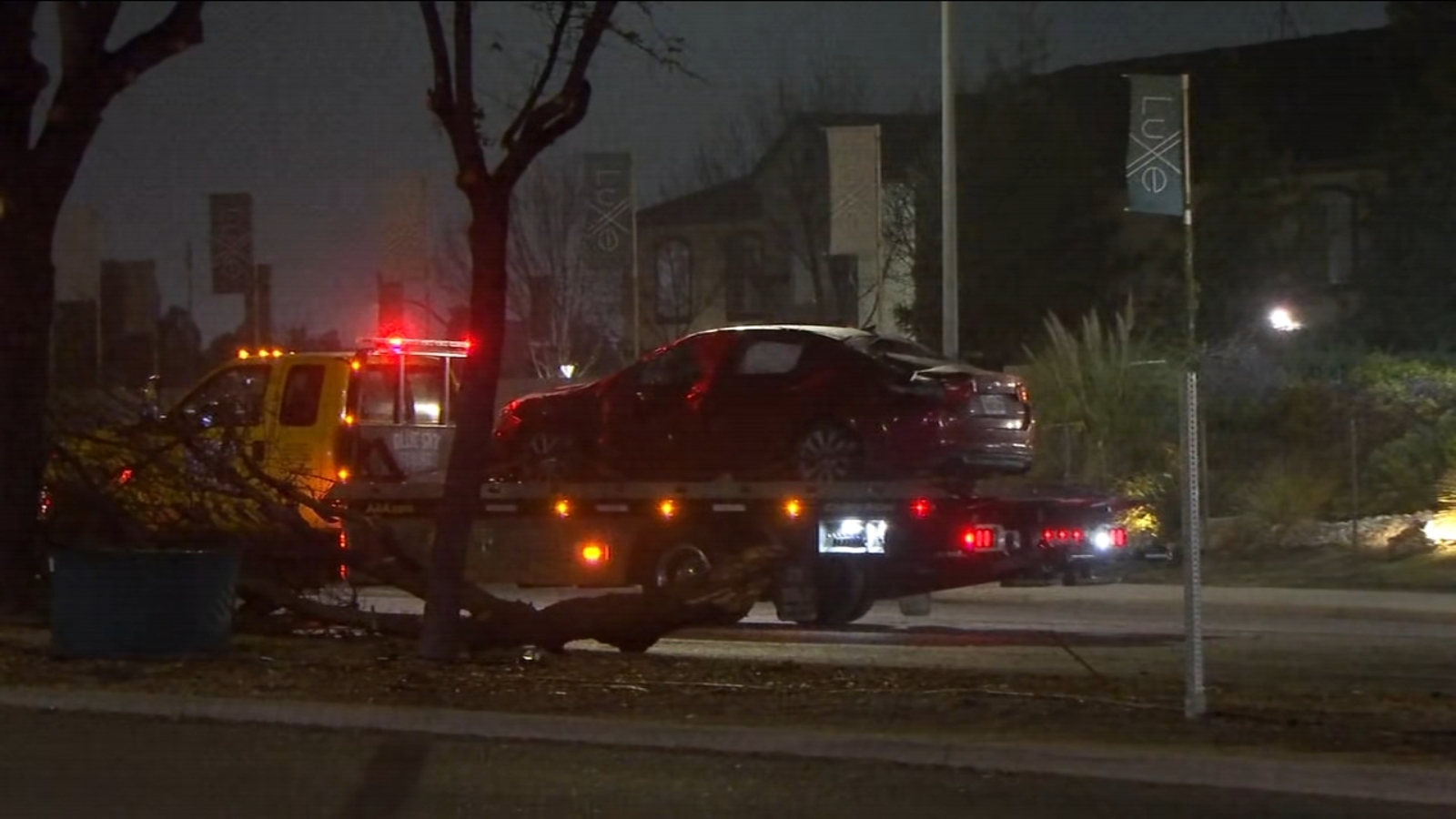 Two cars smashed, tree knocked down after crash near Fashion Fair Mall