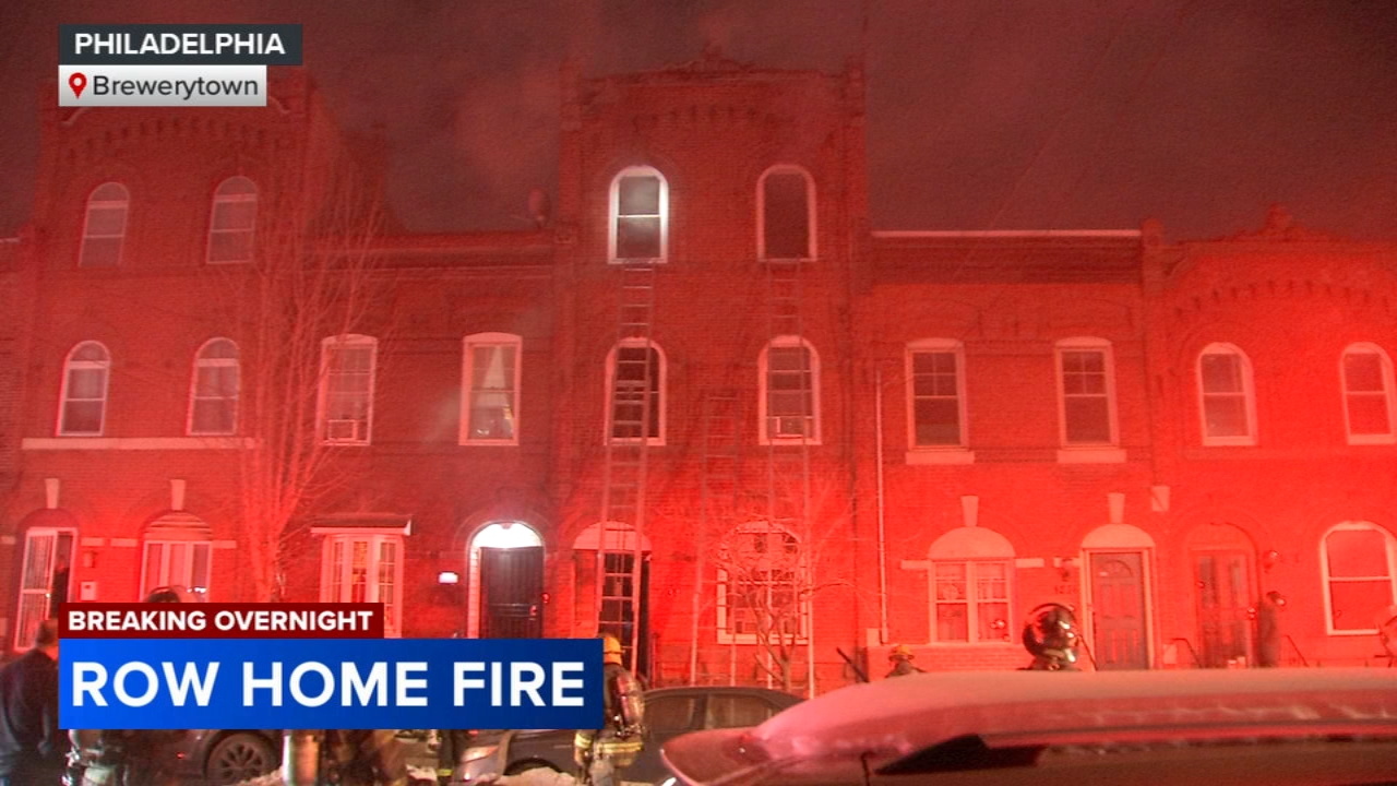 Firefighters battle blaze inside row home in Brewerytown