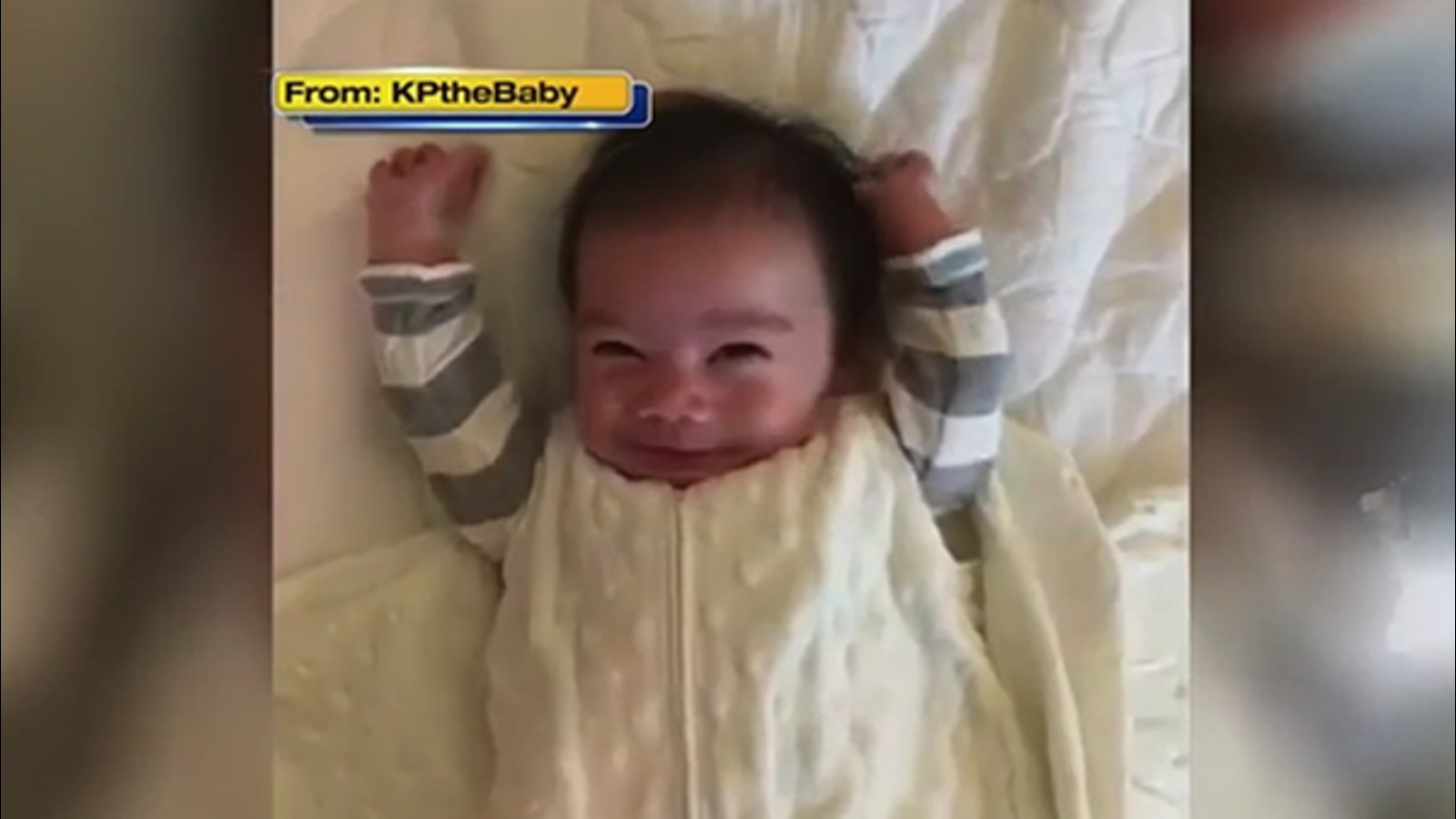 Adorable 5monthold baby boy loves to stretch his arms after being