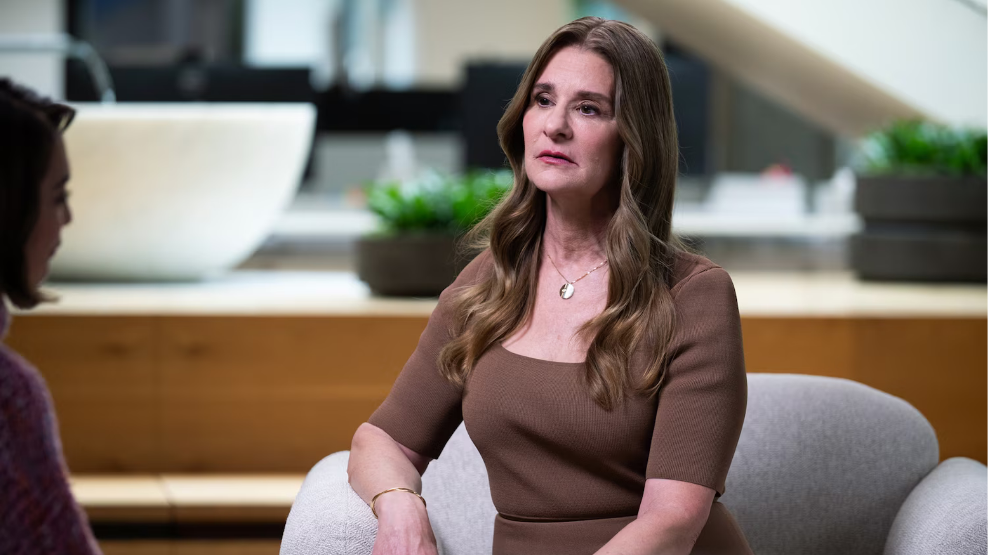 FILE - Melinda Gates, co-chair of the Bill and Melinda Gates Foundation, during an interview on "The Circuit with Emily Chang" at the Pivotal Ventures office in Kirkland, Wash., March 11, 2025.