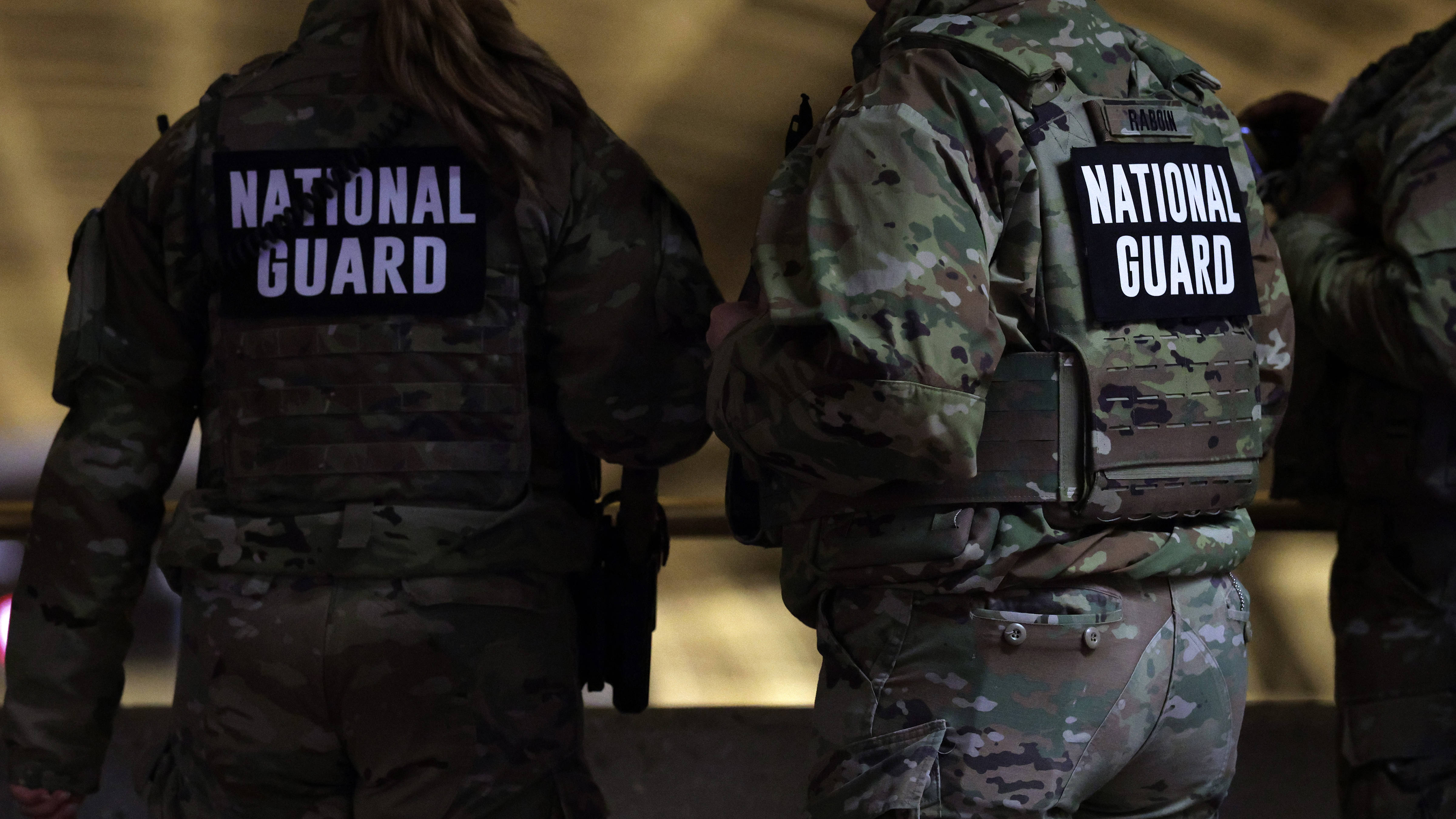 Members of the National Guard patrol at Gallery Place Metro Station on December 3, 2025 in Washington, DC.