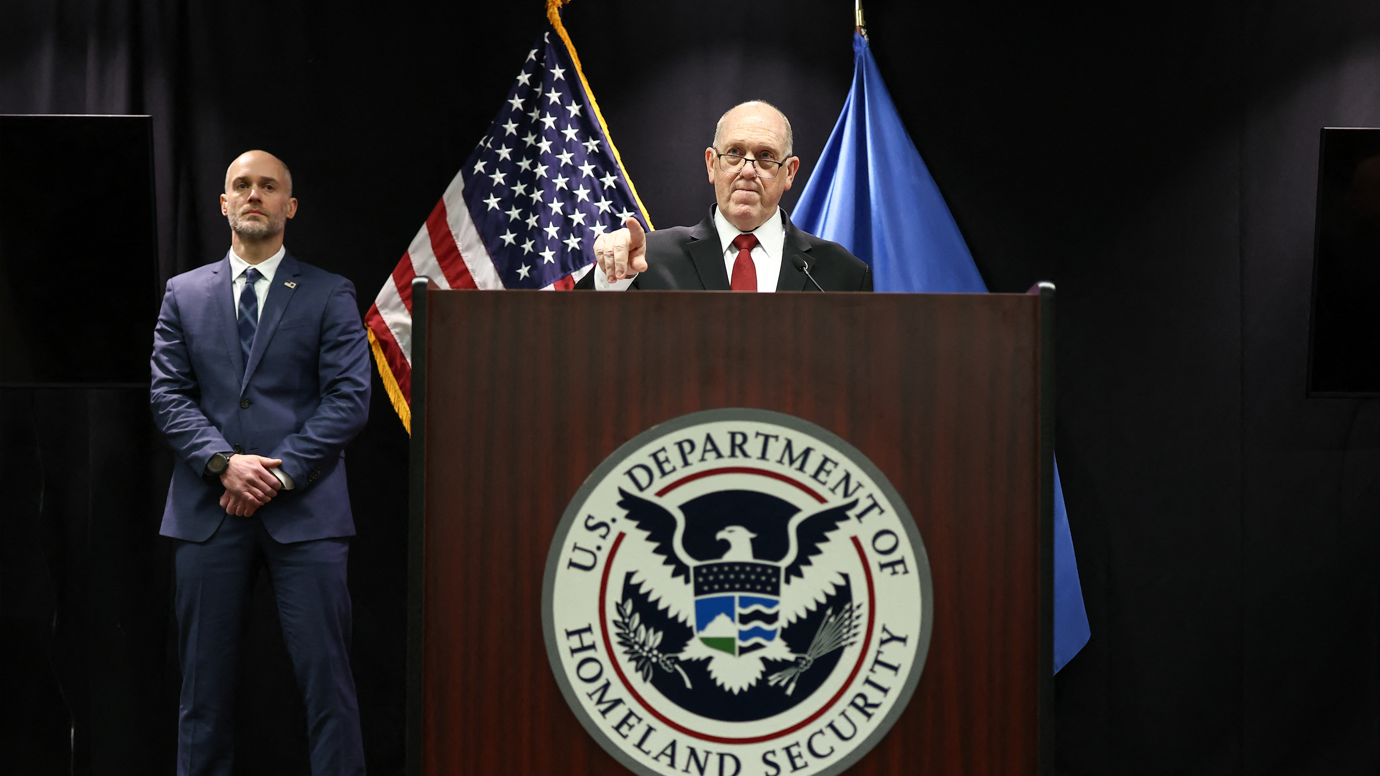 White House 'border czar' Tom Hoan speaks during a press conference at the Bishop Henry Whipple Federal Building in Minneapolis, Minnesota, on February 4, 2026.