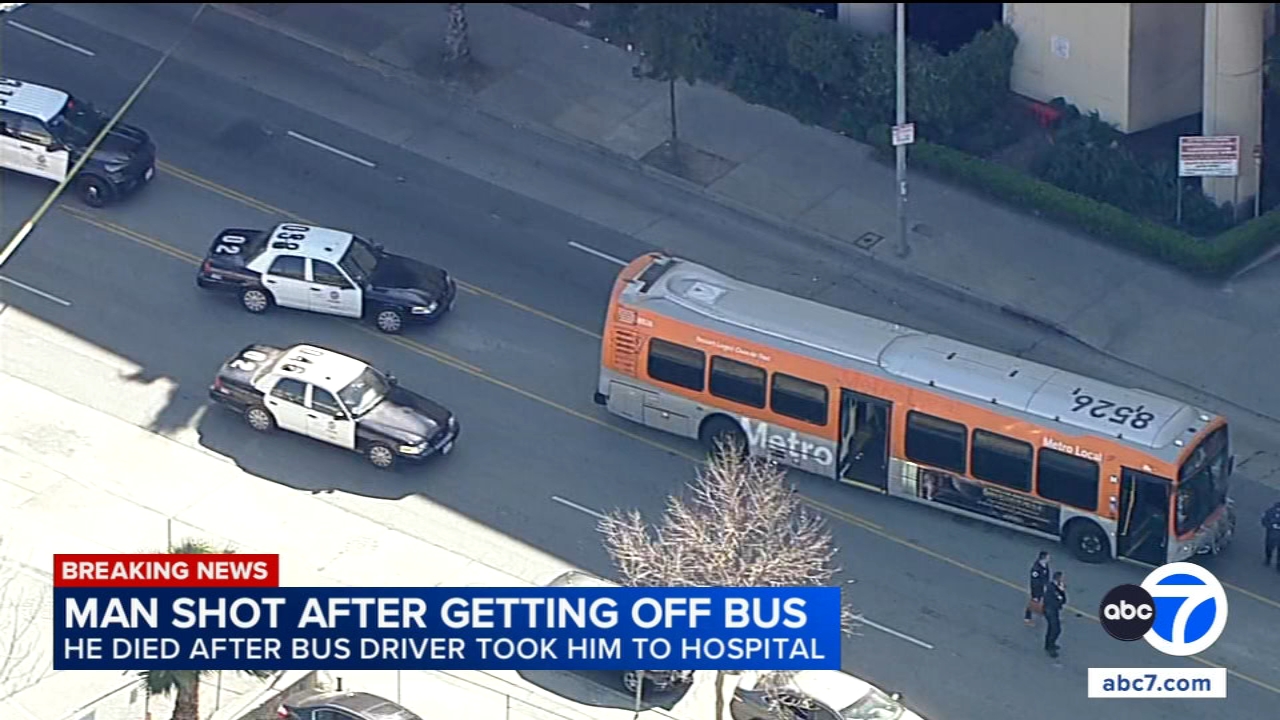 Man fatally shot in street after getting off Metro bus in downtown LA