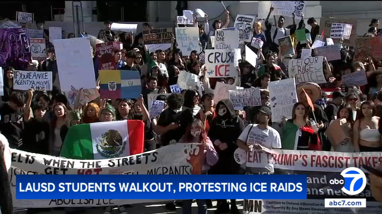 LAUSD students walk out of school to protest immigration raids