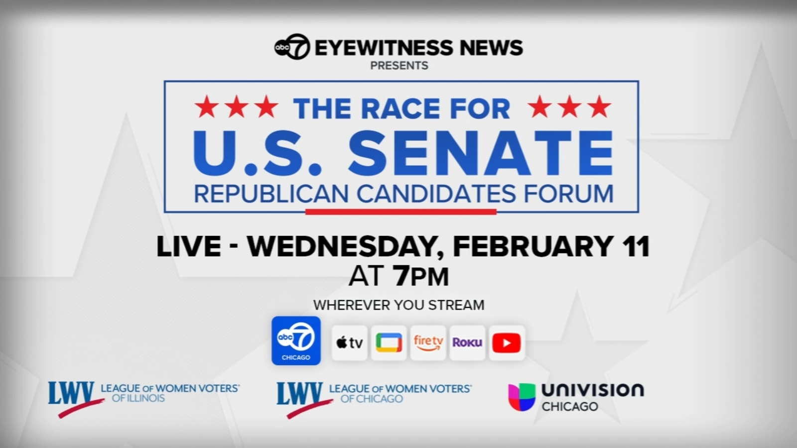 ABC7 Chicago to broadcast, stream 2026 Republican US Senate primary forum Wednesday