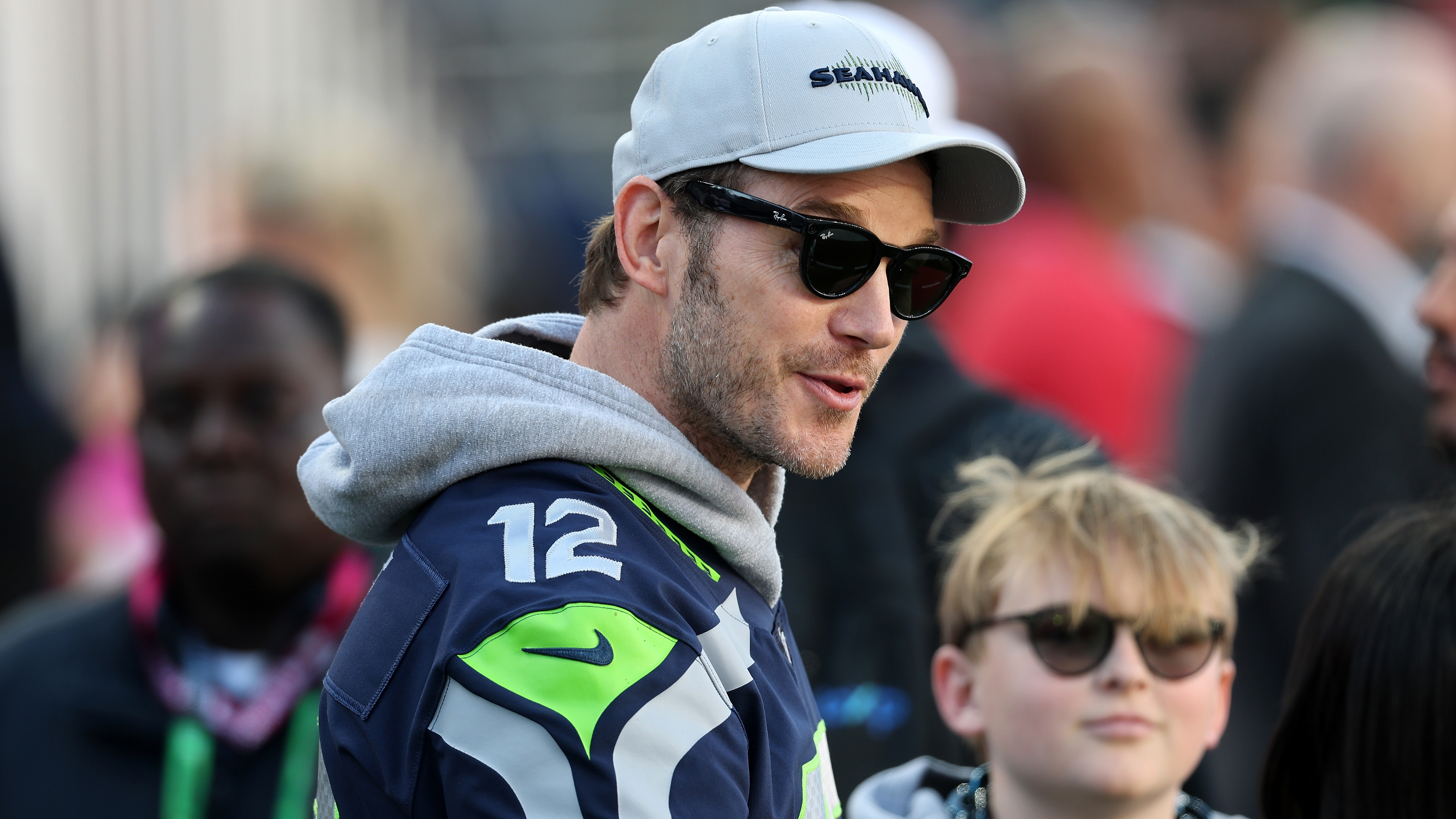 Chris Pratt attends Super Bowl LX between the Seattle Seahawks and the New England Patriots at Levi's Stadium on February 08, 2026 in Santa Clara, California.