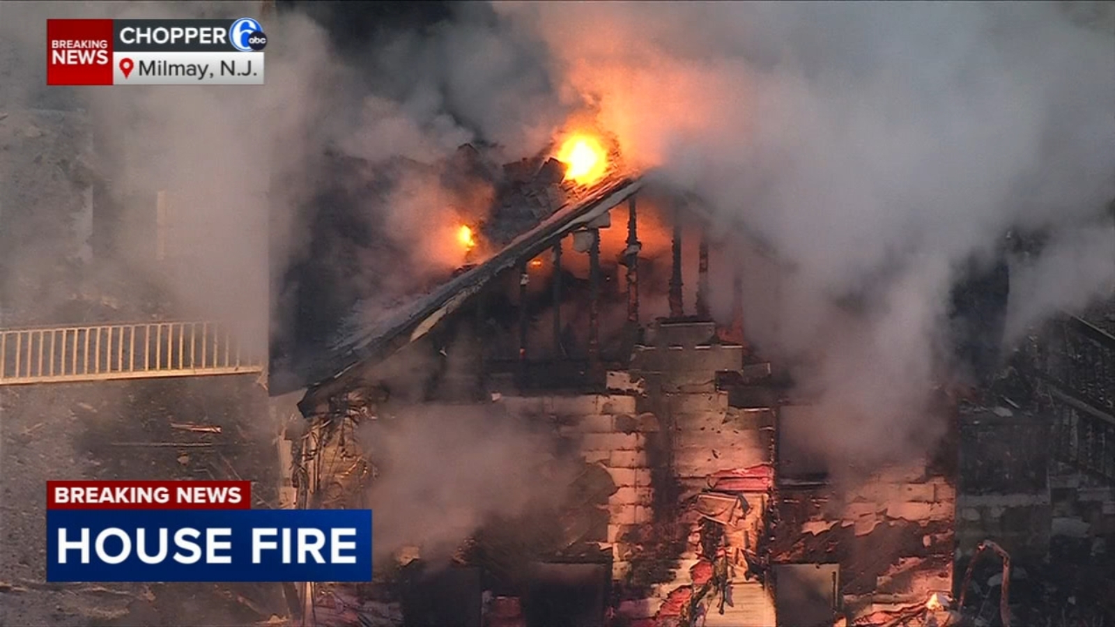 2-alarm fire destroys home in Milmay, New Jersey