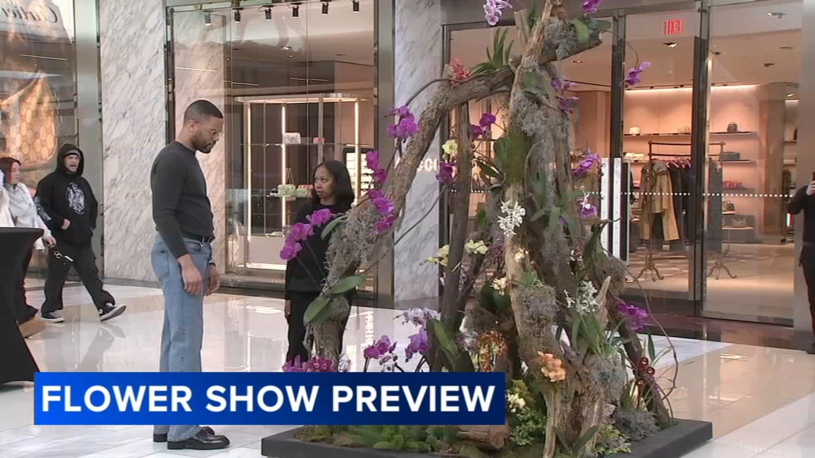 New Philadelphia Flower Show floral installation at the King of Prussia Mall