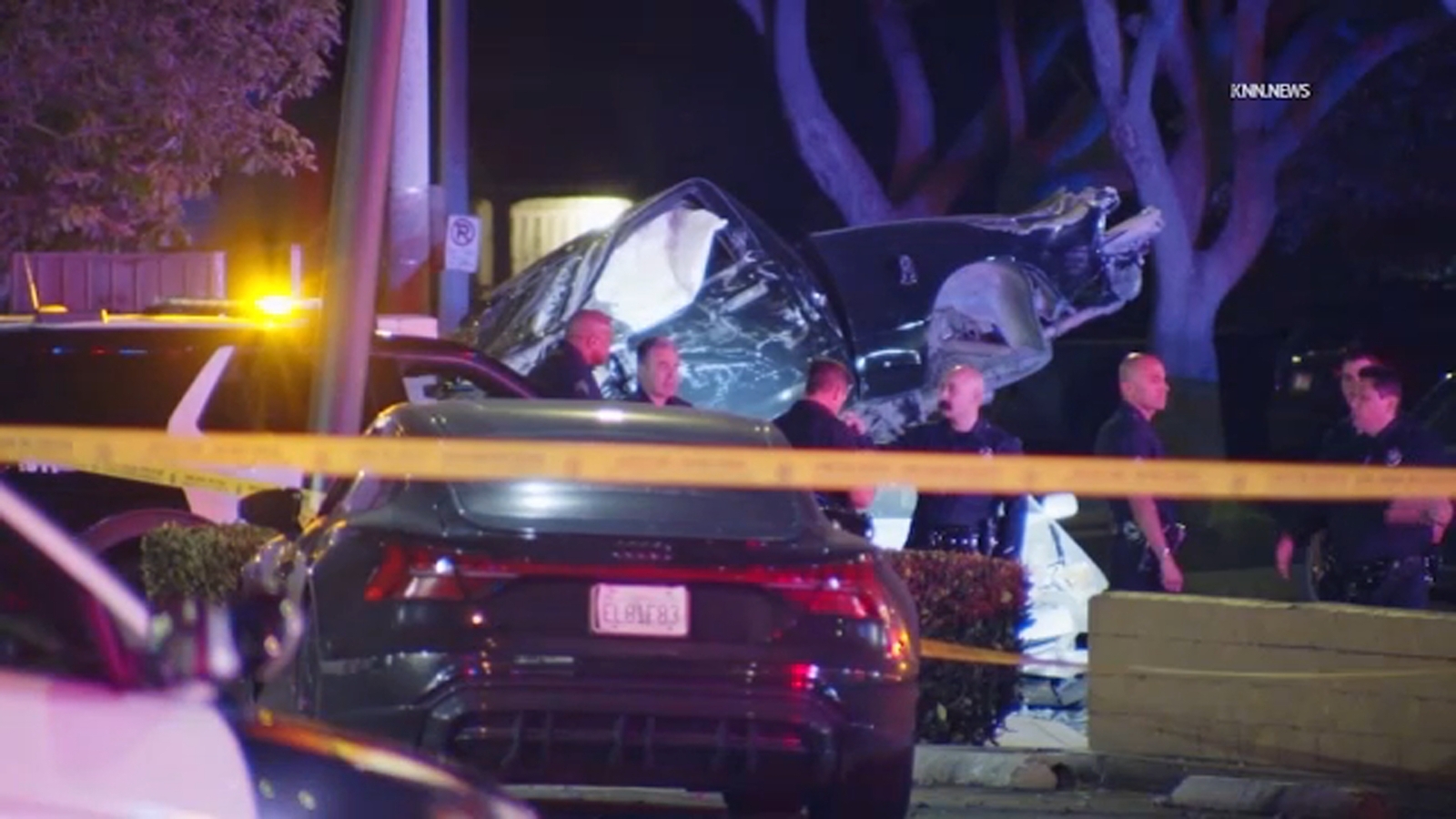 Truck goes airborne, lands on parked cars at end of police chase in Atwater Village