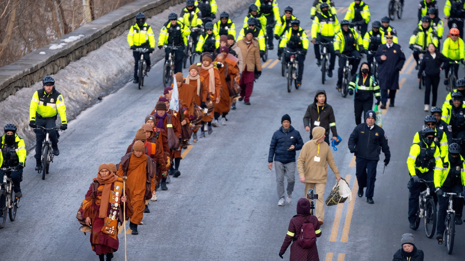 A 15-week 'Walk for Peace' concludes with Buddhist monks' arrival in Washington