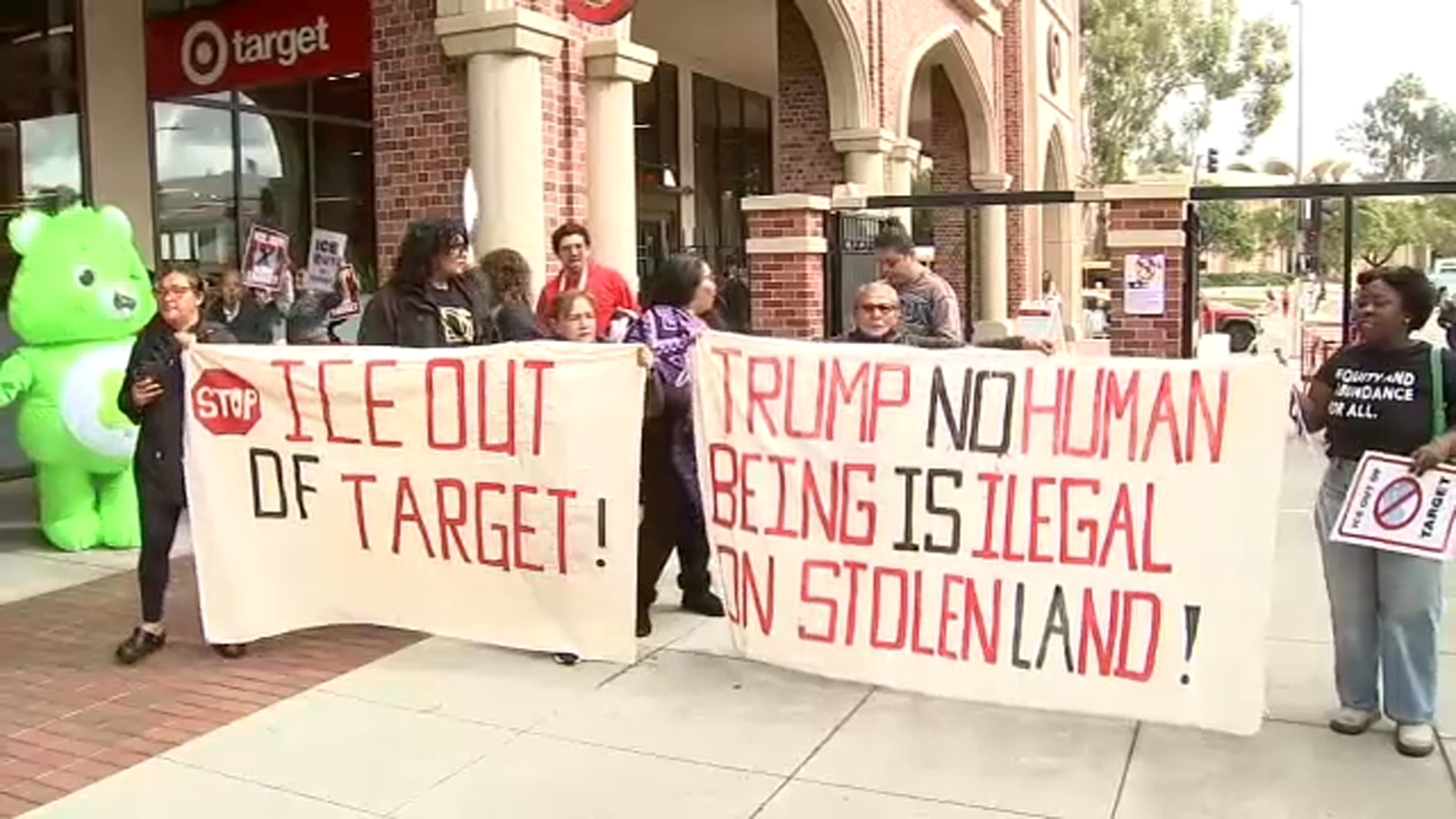 Protesters march through Target store at USC Village to denounce ICE actions