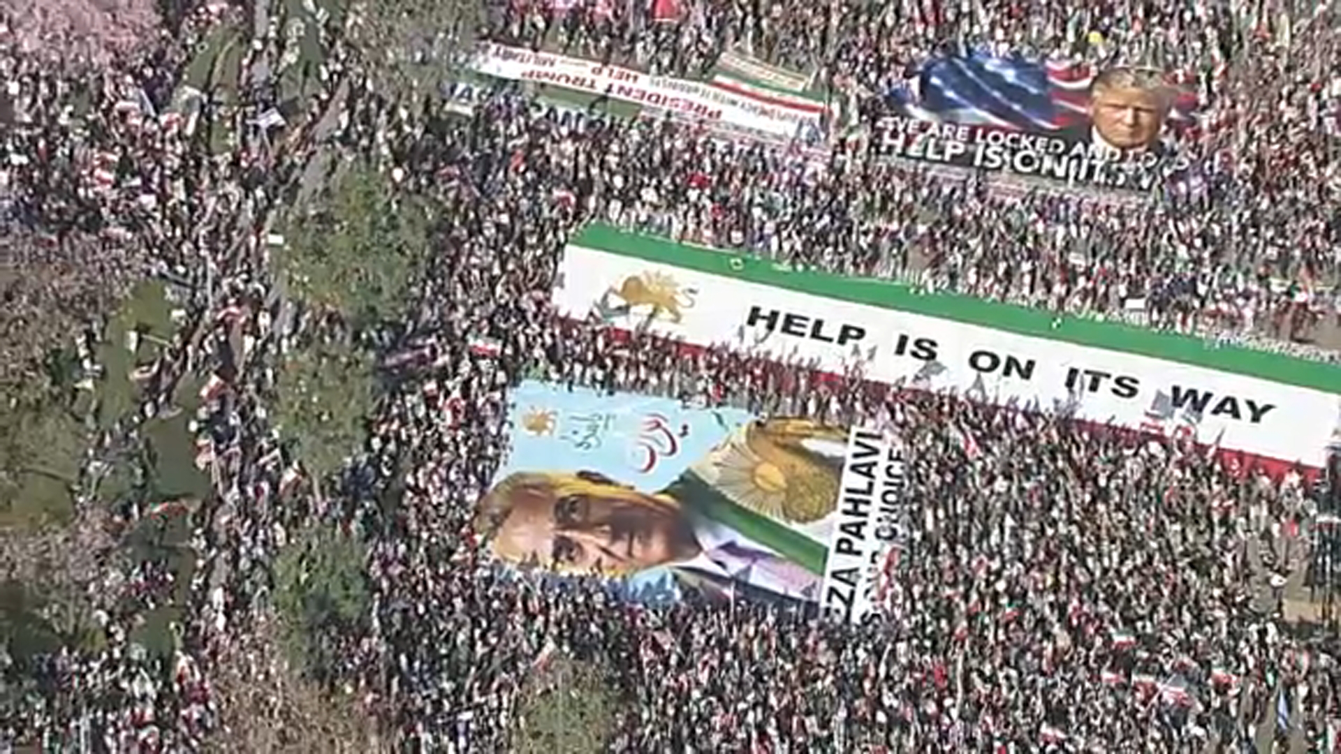 Massive crowd gathers for Iranian 'Global Day of Action' protest in downtown LA