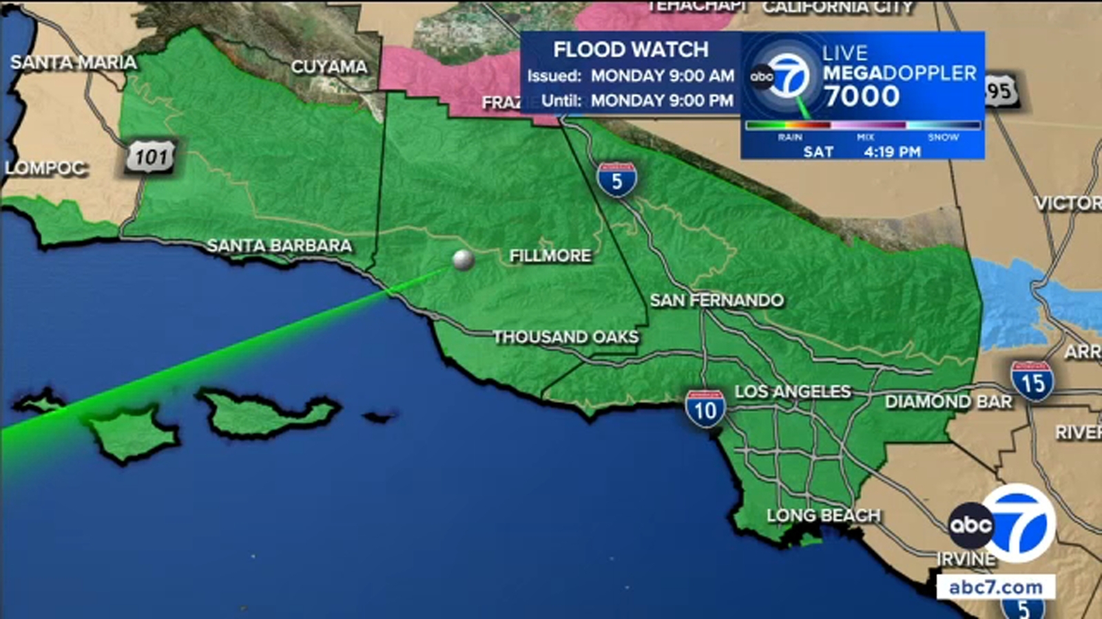Flood Watch issued for much of Southern California beginning Monday ...