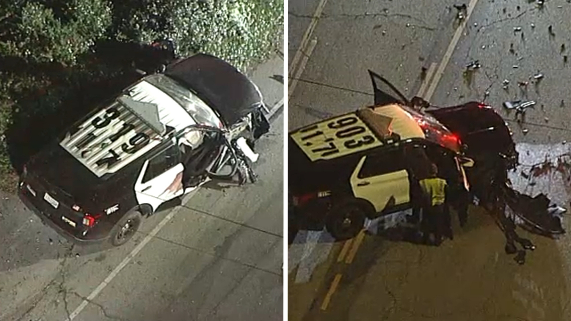 3 Los Angeles police officers injured, 2 in critical condition, in crash at end of chase in Reseda