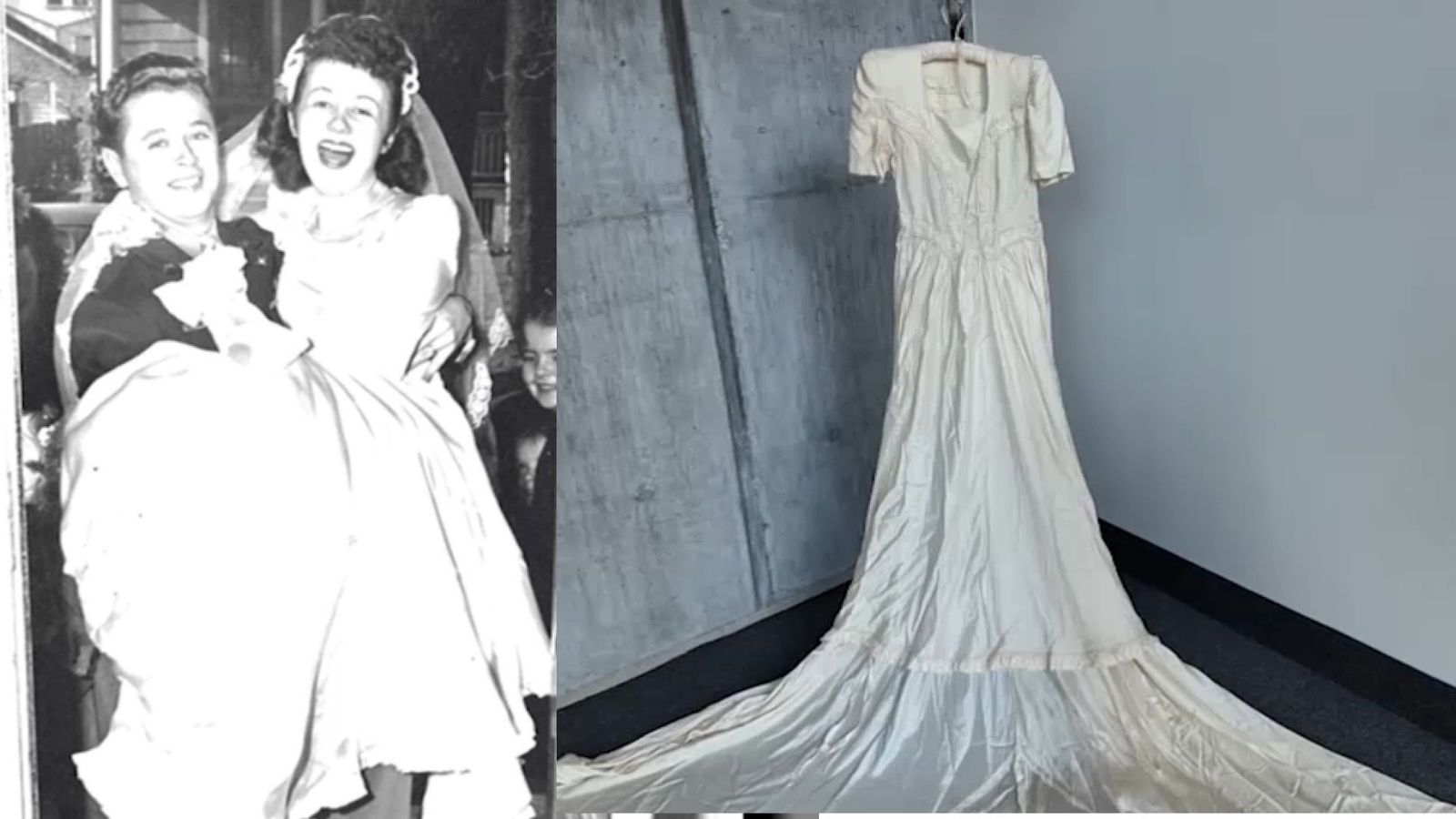 Wedding dress made from WWII parachute on display at museum on Long Island