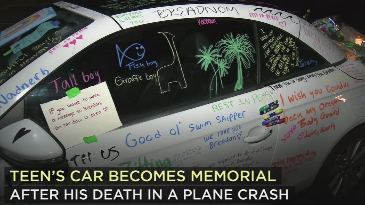 Teen's car becomes memorial after plane crash