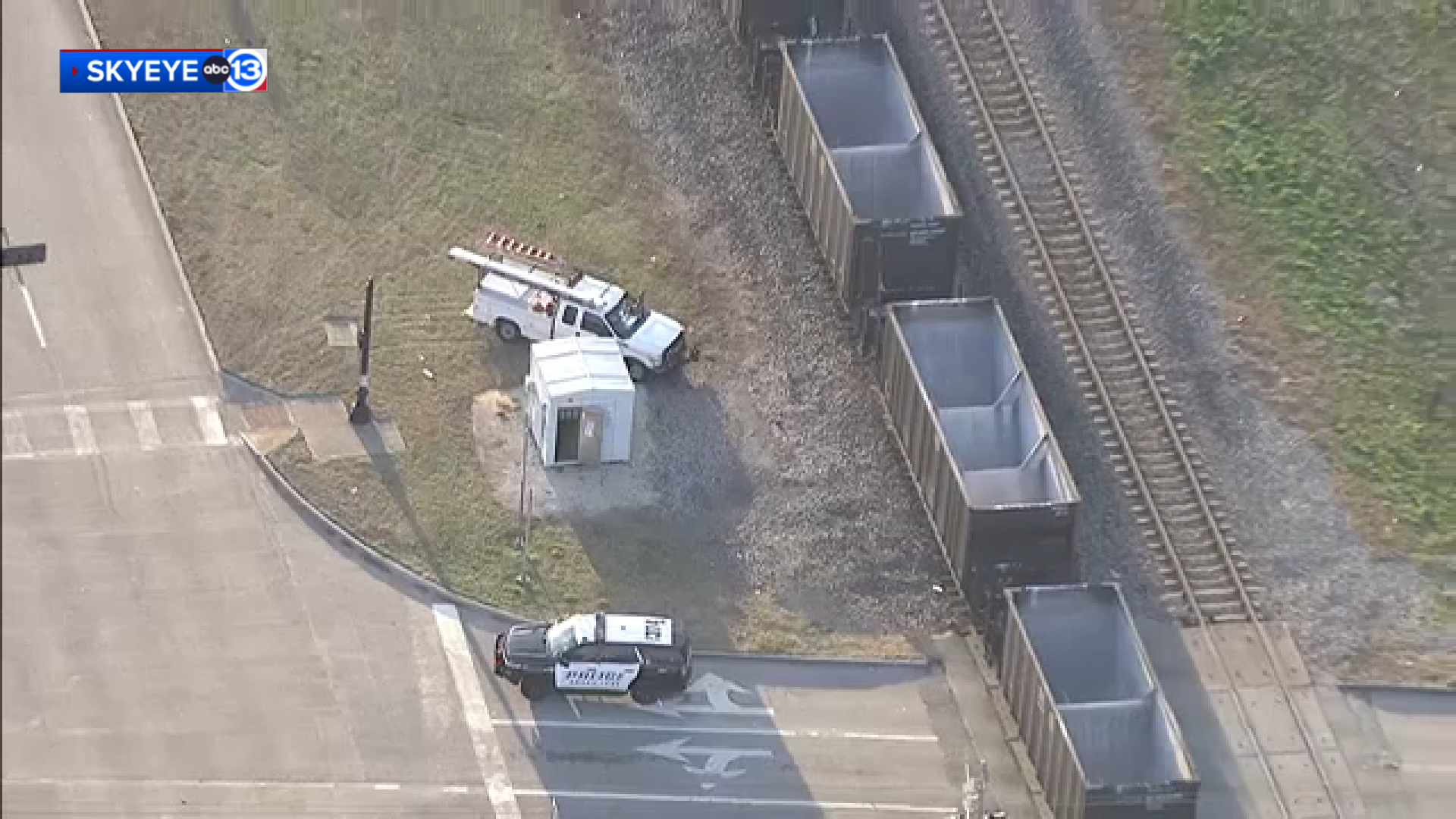 SkyEye was over a stopped train being inspected after a car accident, according to SLPD.