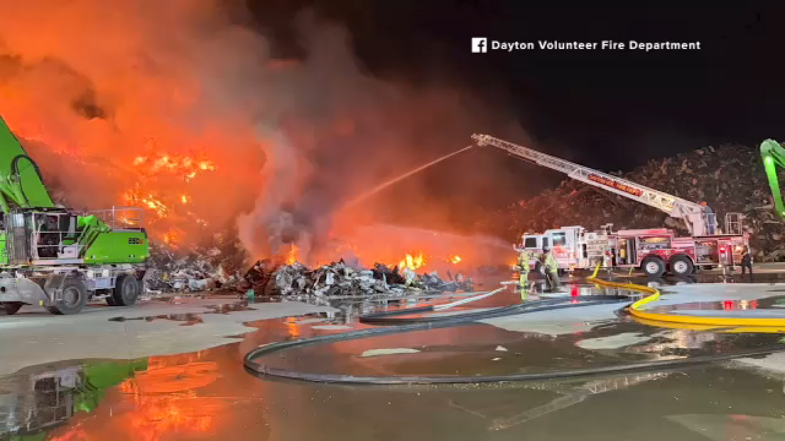 Shelter-in-place issued after large fire breaks out at Dayton recycling plant, officials say