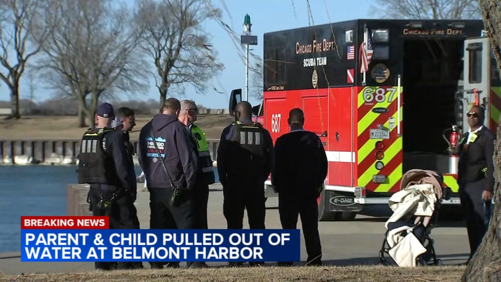 Gust of wind blows baby girl in stroller into Lake Michigan on North Side, man helps save child