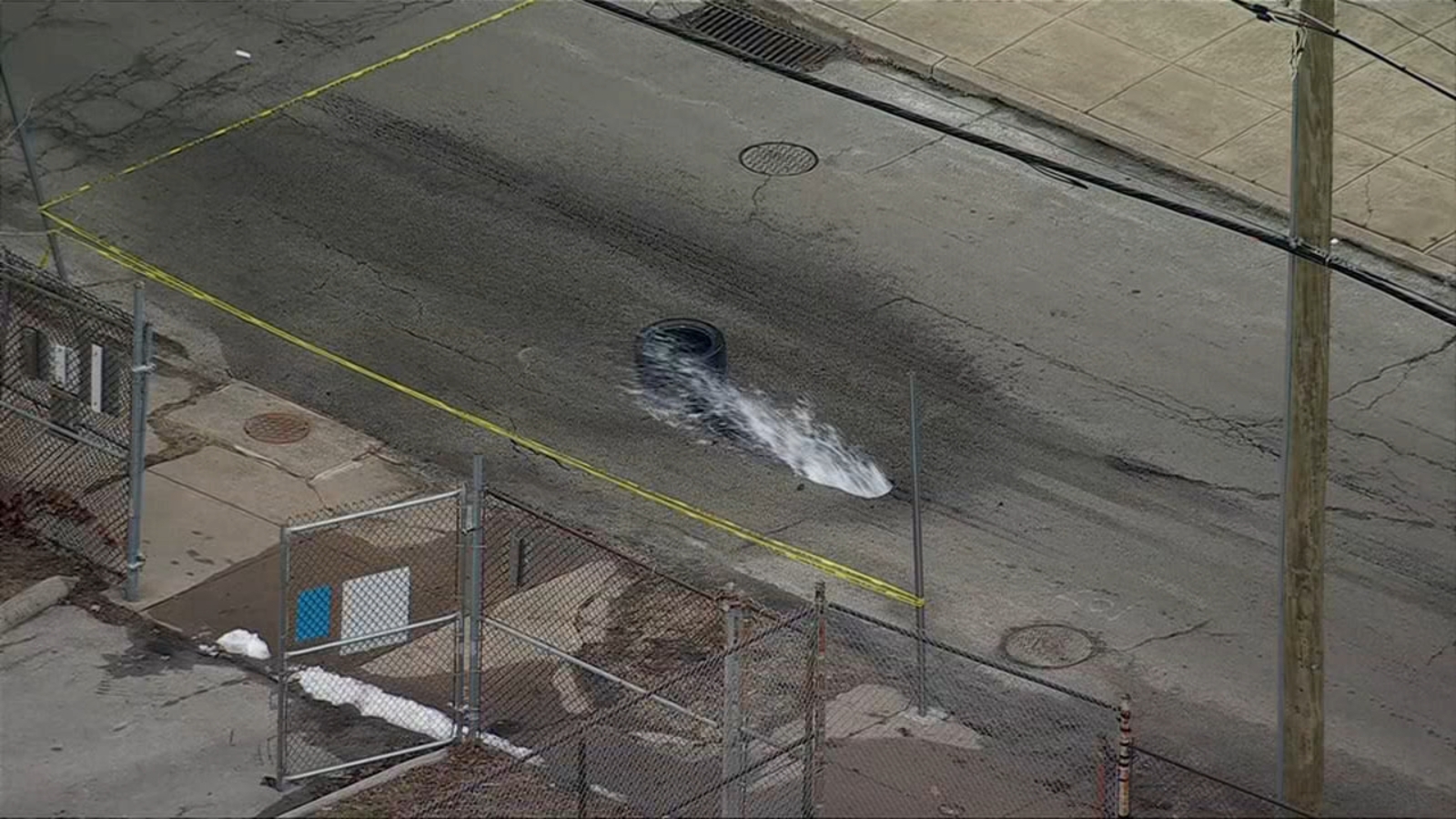 Water seen shooting from roadway after main breaks in North Philadelphia