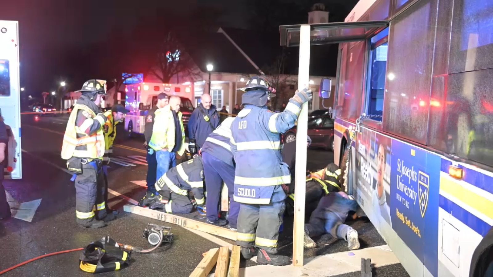 Pedestrian killed, another injured in SUV, bus crash on Long Island