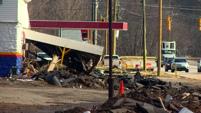 Hurricane Helene damage is pictured in Buncombe County, North Carolina.
