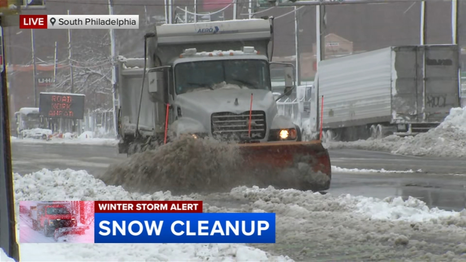 Snow plows work to clear roads in South Philadelphia - 6abc Philadelphia