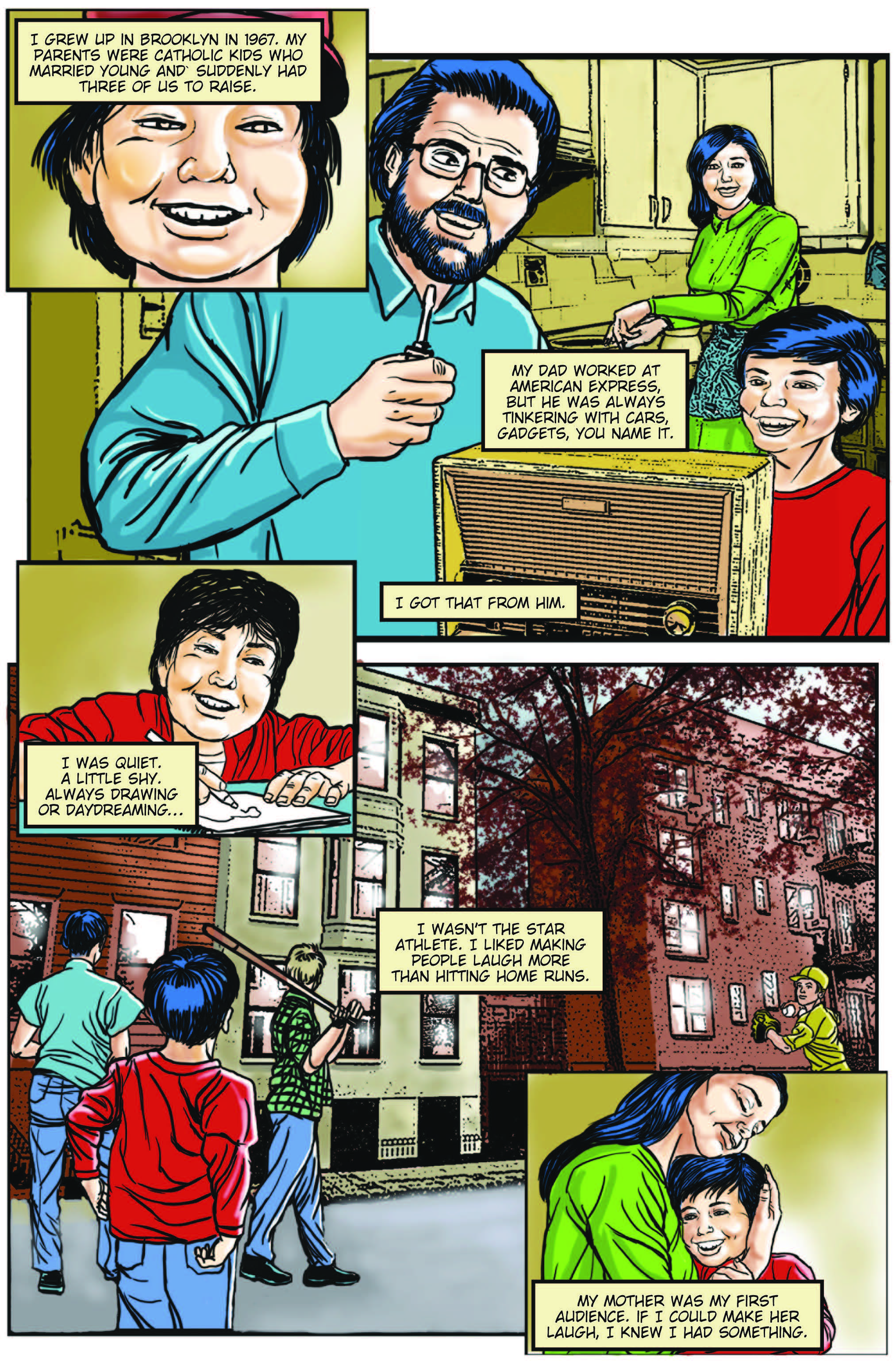 A page from "FAME: Jimmy Kimmel," written by Michael Frizell and illustrated by Elmo Rocko.