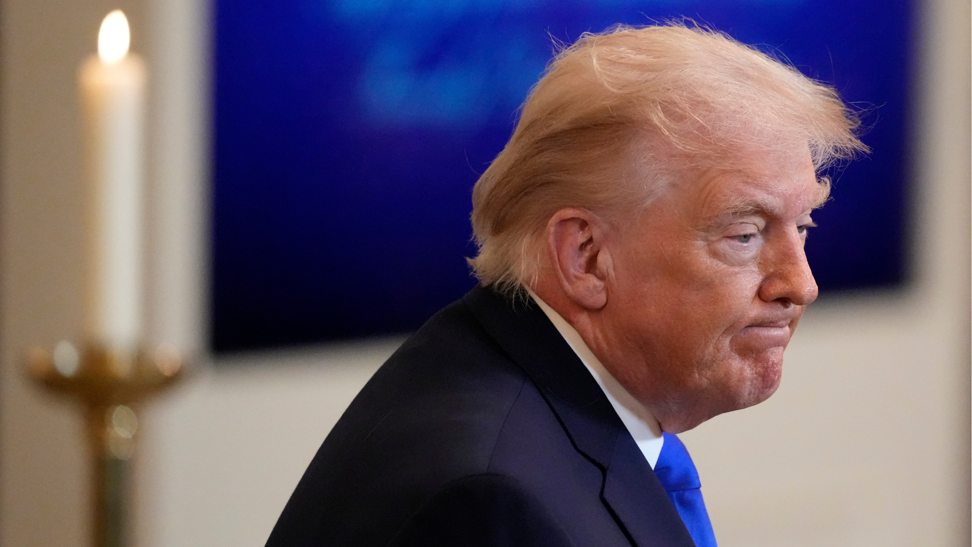 President Donald Trump leaves after an event to proclaim "Angel Family Day" in the East Room of the White House, Monday, Feb. 23, 2026, in Washington. 