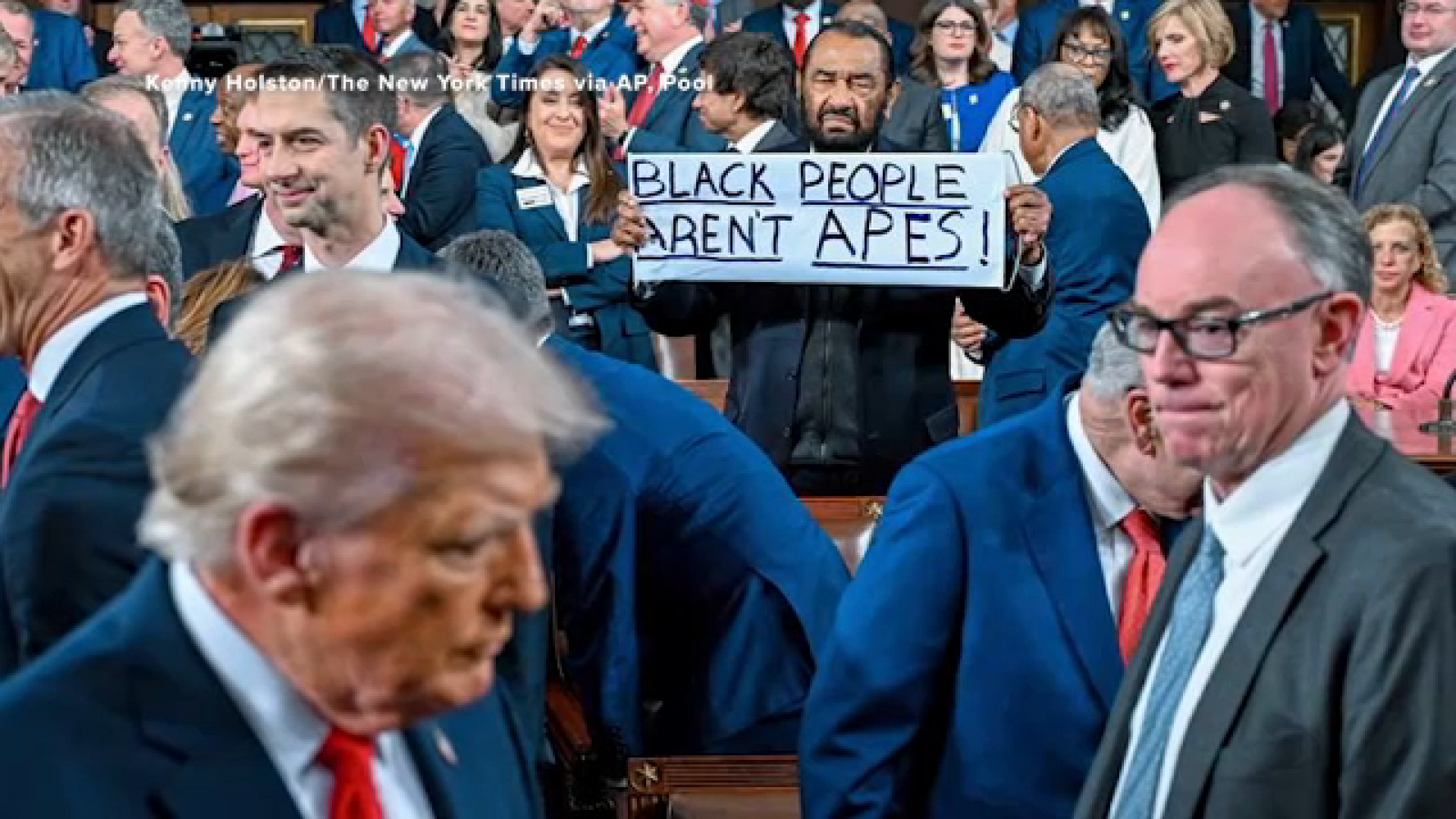 Rep. Al Green escorted out of House chamber early into Trump's speech after protest