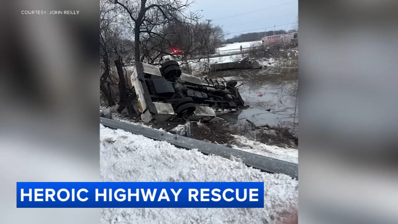 NJDOT workers rescue 2 men from overturned truck on Rt. 295 in West Deptford