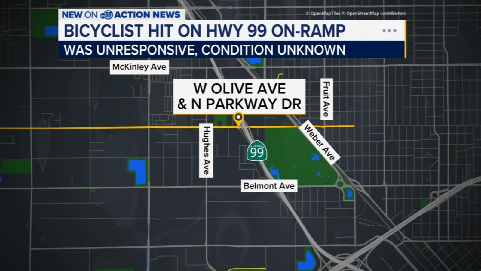 Bicyclist hospitalized after being hit by vehicle near Highway 99 in ...