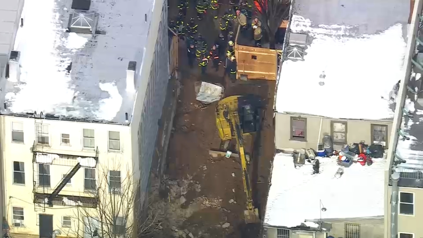 2 workers rescued after rubble foundation collapses at construction site in Bushwick