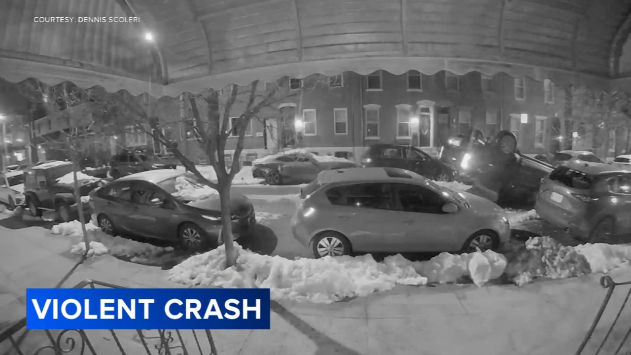 Pickup truck flips after early morning crash in South Philadelphia; driver runs from scene