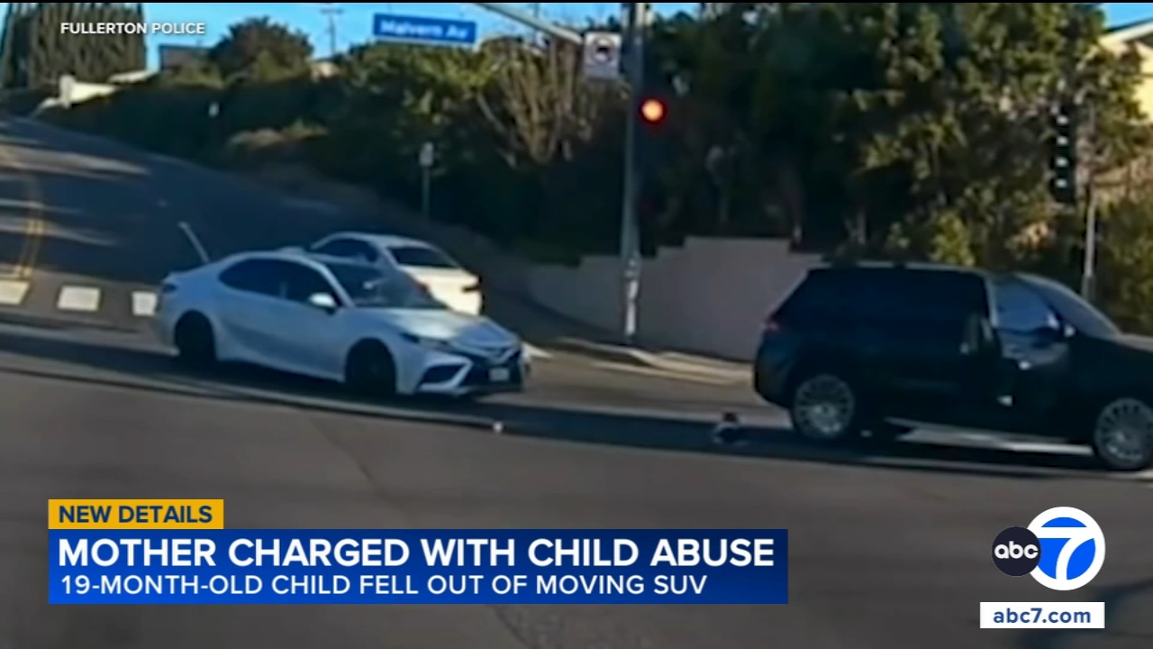 Mother charged with child abuse after video shows toddler fall out of moving SUV in Fullerton
