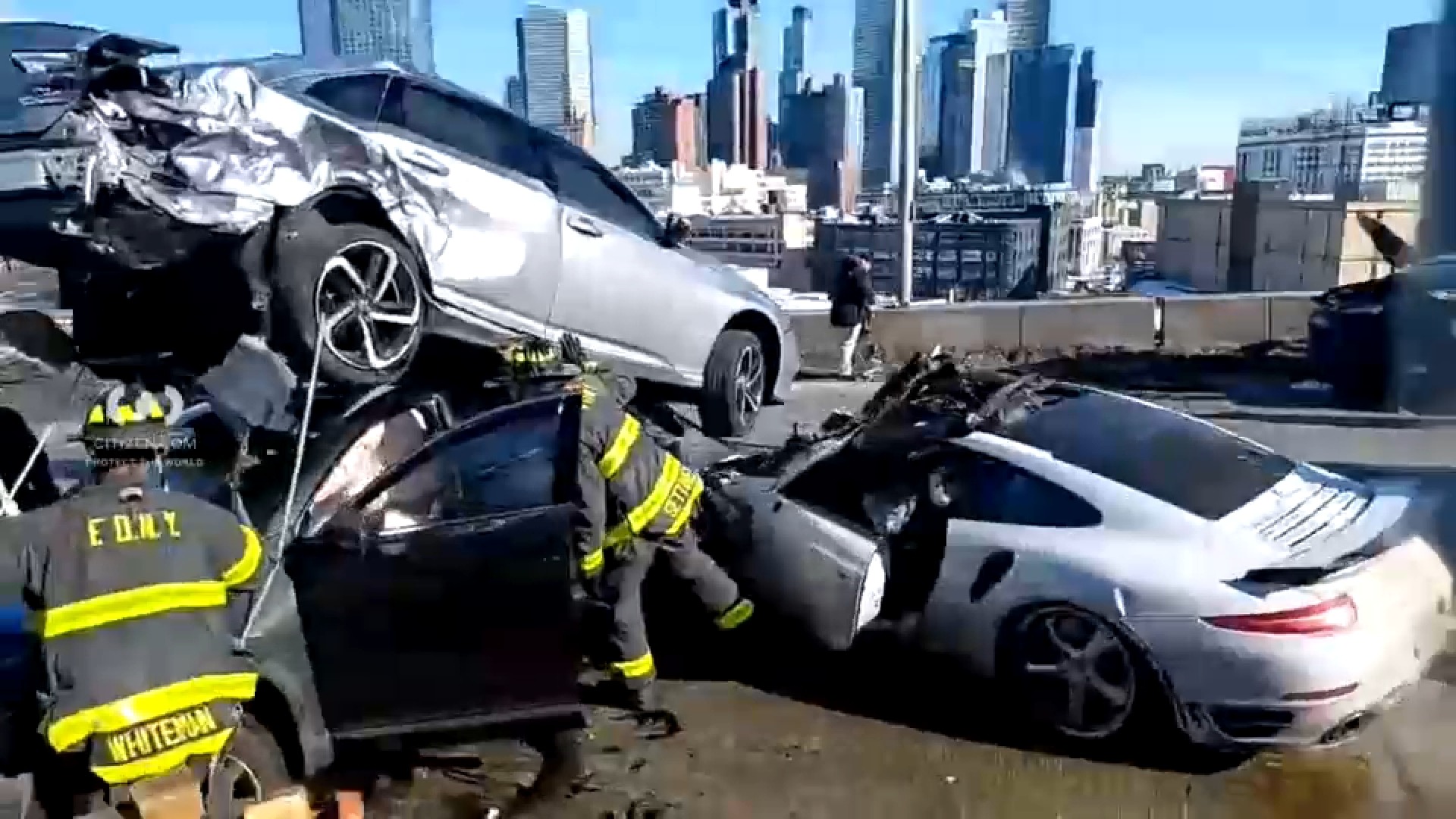 Midtown crash: Car jumps curb, hits parked cars and light pole