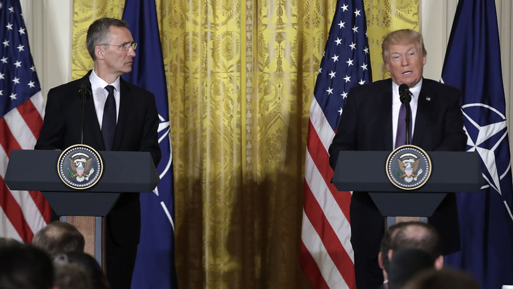 President Donald Trump holds press conference with NATO's Jens Stoltenberg