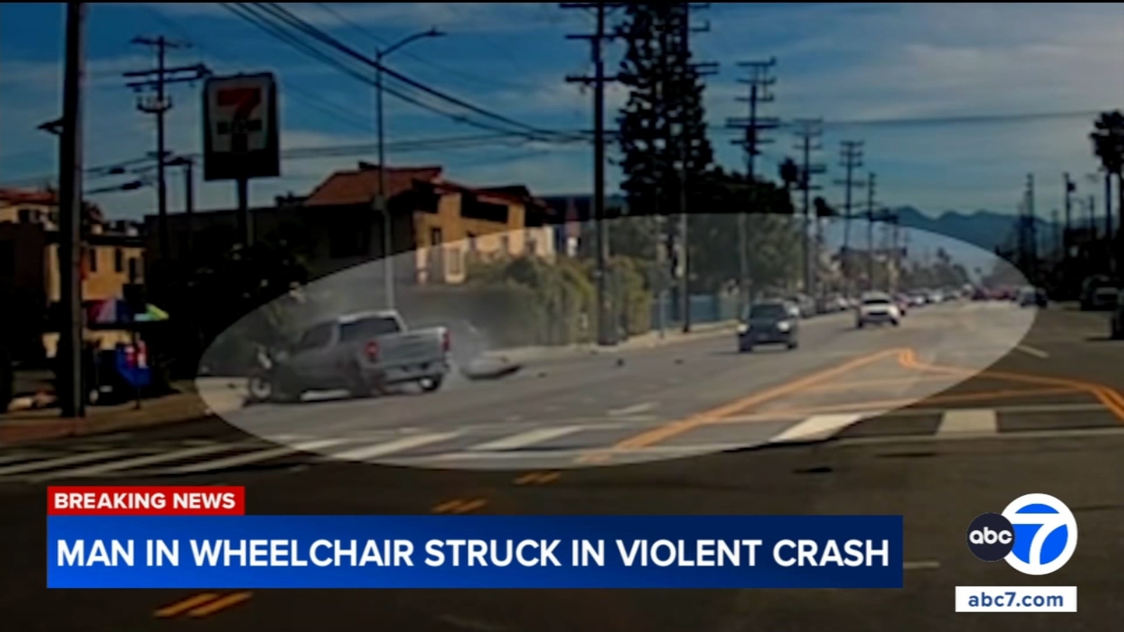 Man in wheelchair struck in violent Los Angeles crash caught on video Man in wheelchair struck in violent Los Angeles crash caught on video
