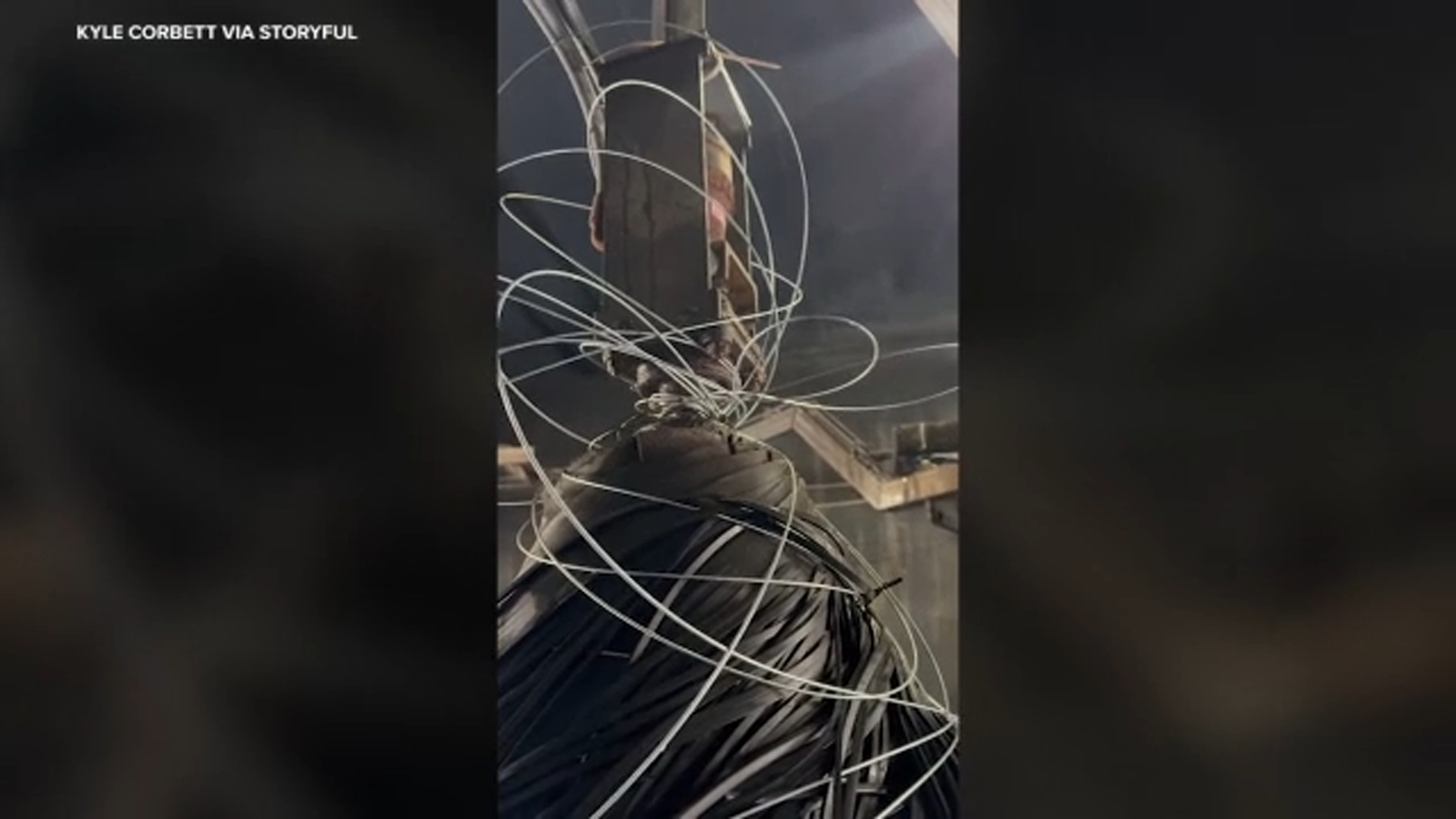 Disaster as fencing wire gets tangled in spinning car wash in North Carolina