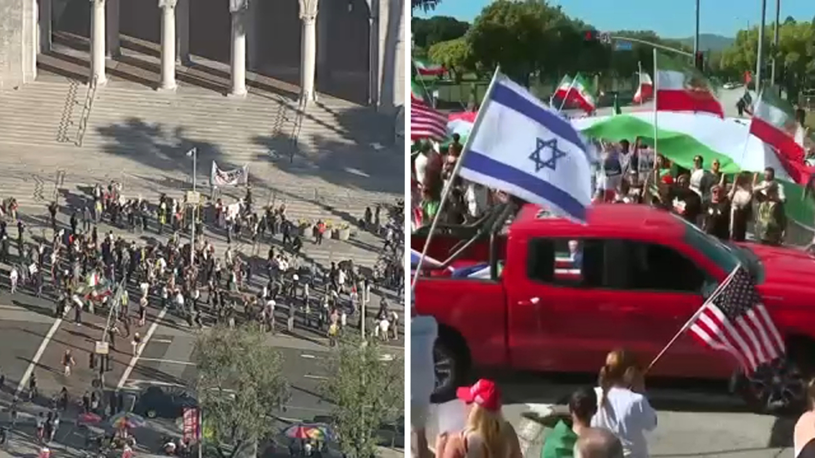 Rallies for and against military action in Iran draw demonstrators across Southern California