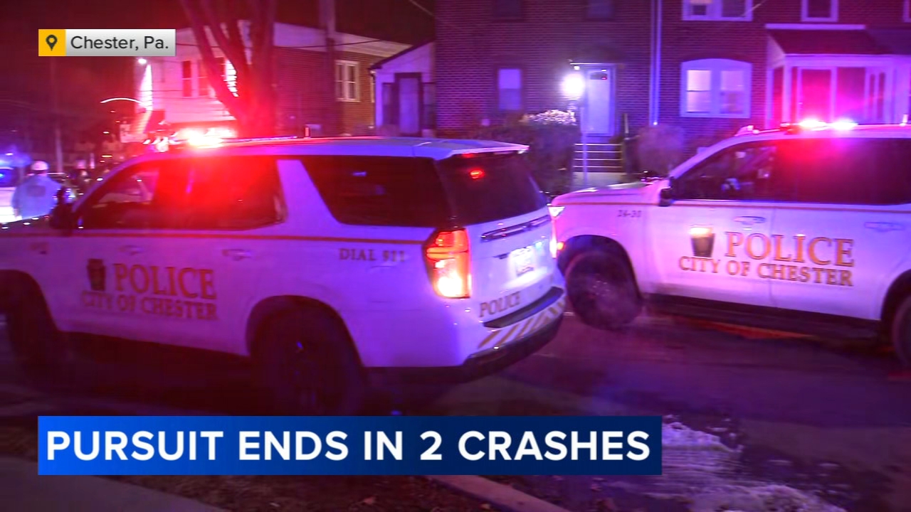 Police chase ends in several crashes in Chester, Pa.