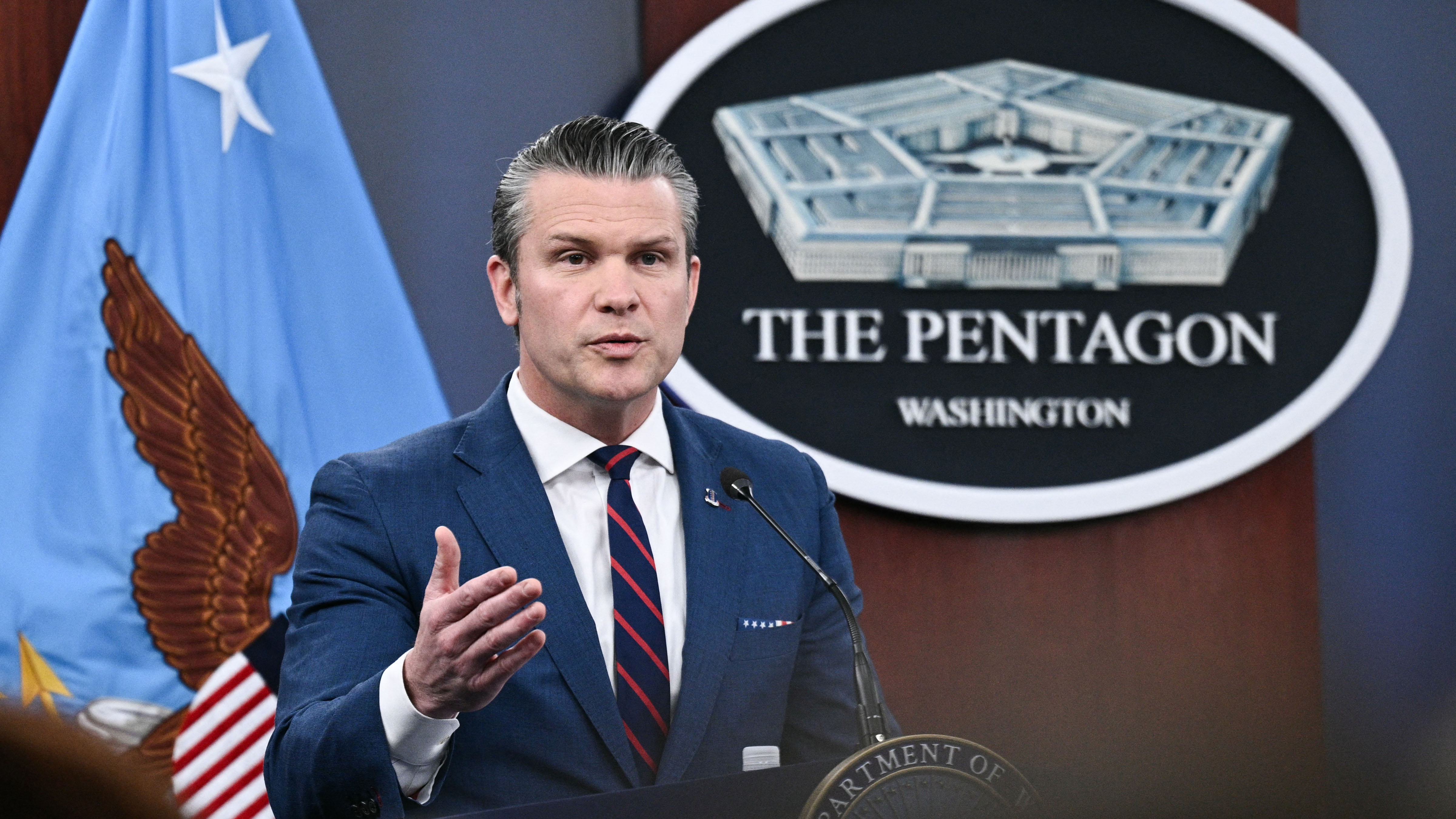 US Defense Secretary Pete Hegseth speaks during a press conference on US military action in Iran, at the Pentagon in Washington, DC, on March 2, 2026.