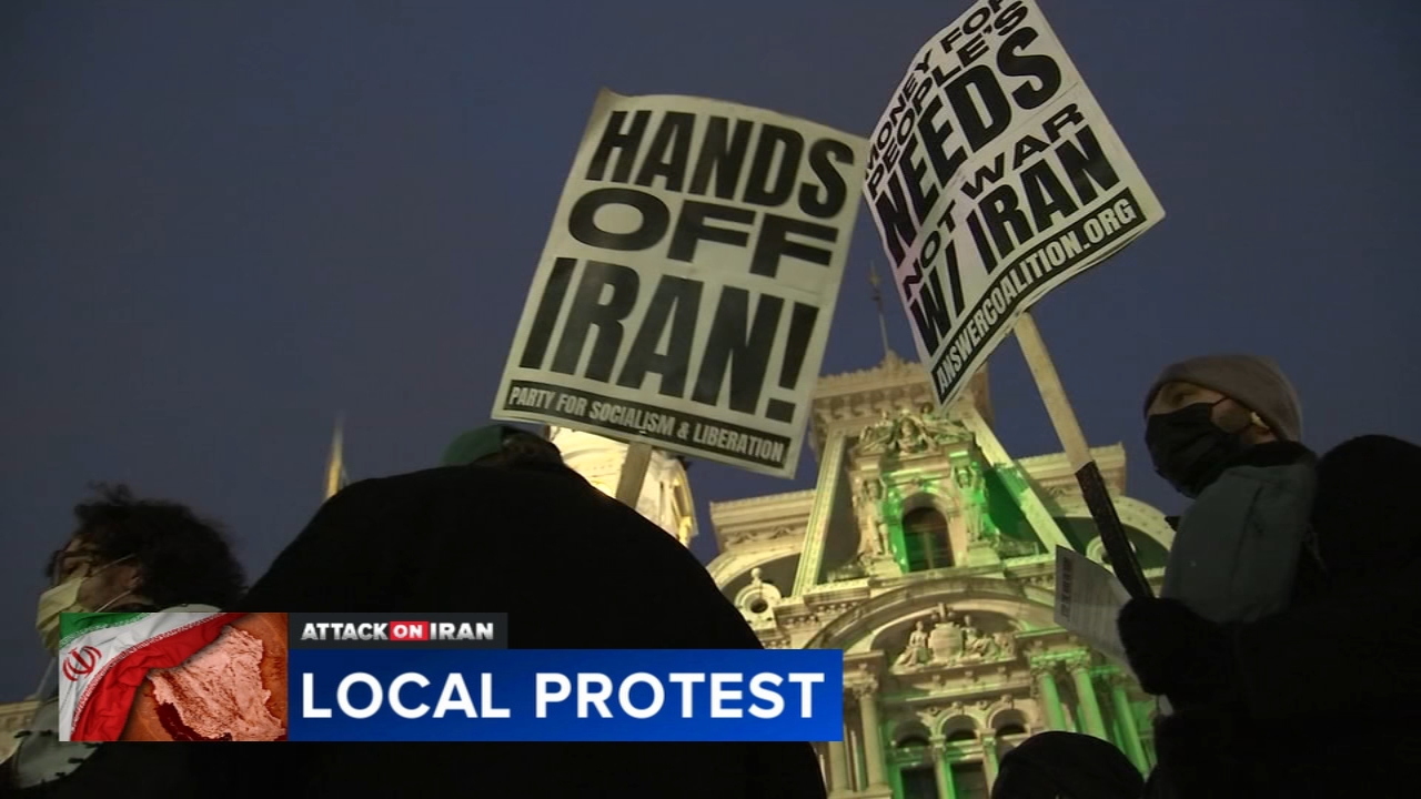 Hundreds rally at City Hall calling for end to US strikes on Iran