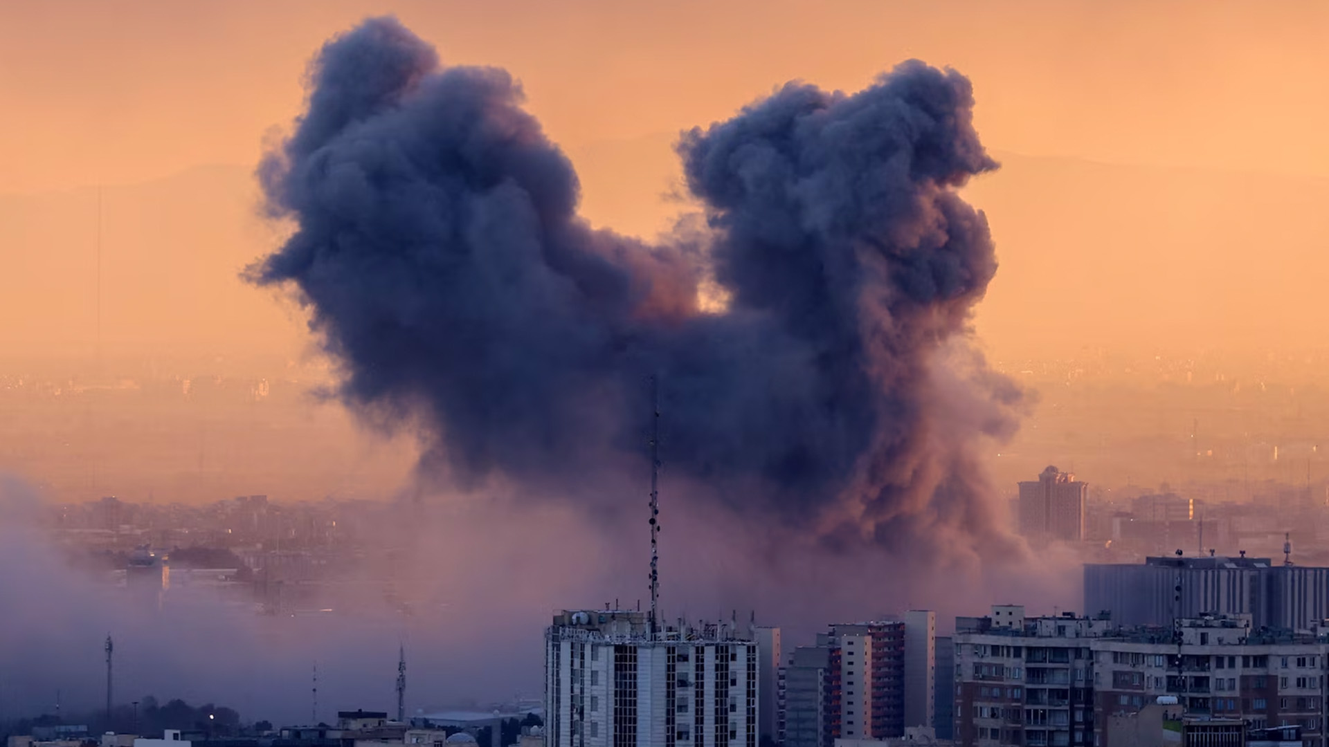 A plume of smoke rises after a strike on the Iranian capital Tehran, March 3, 2026.