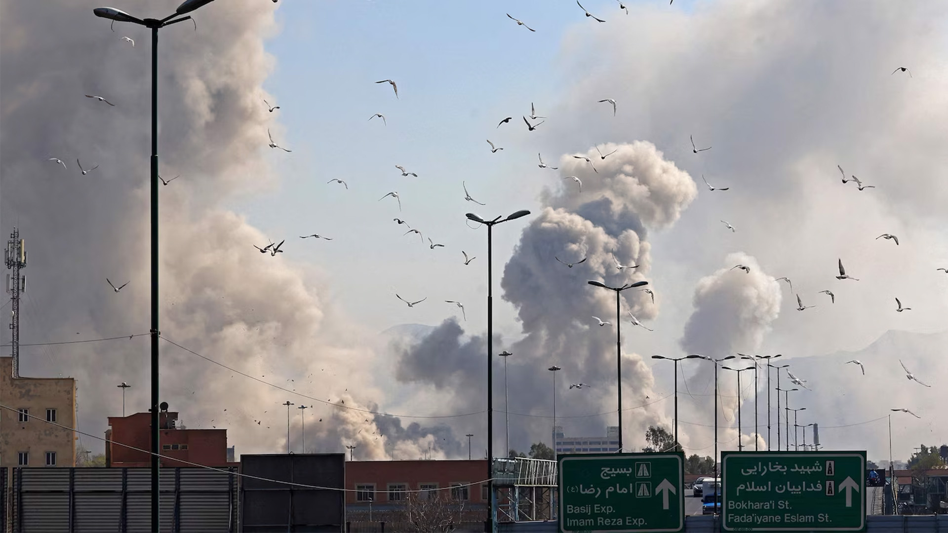 A plume of smoke rises after a strike on the Iranian capital of Tehran, March 5, 2026.